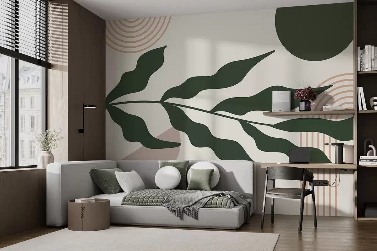 wall murals Апстракција, лишће, линеарни лукови w04386v1