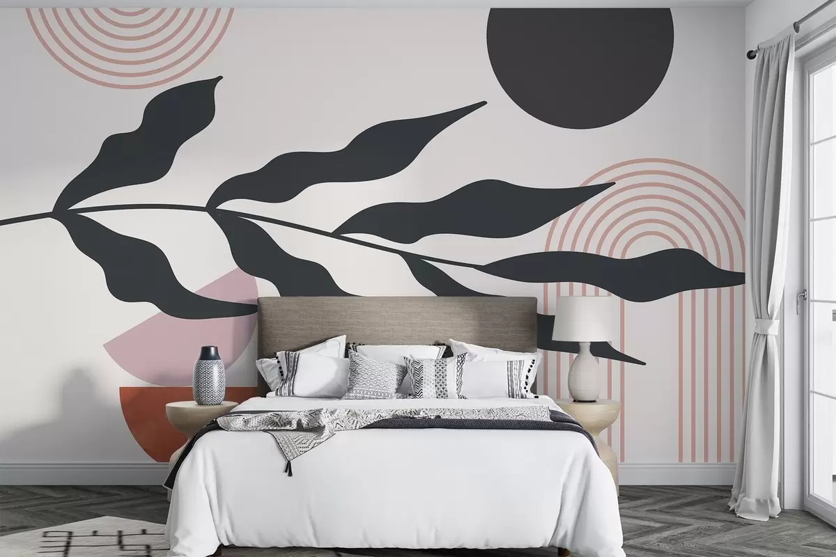 wall murals Апстракција, лишће, линеарни лукови w04386v2