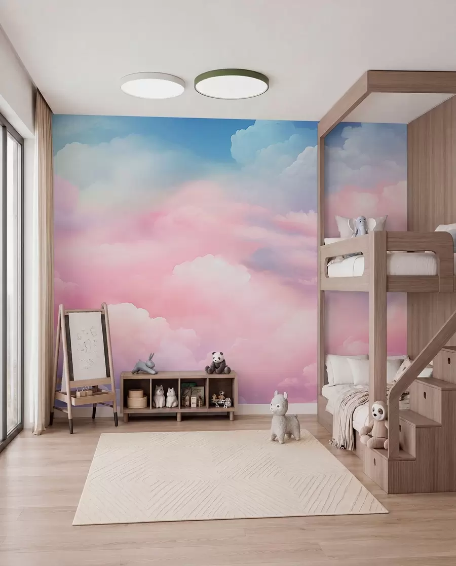 wall murals Oblaci slatke ružičaste boje w04387