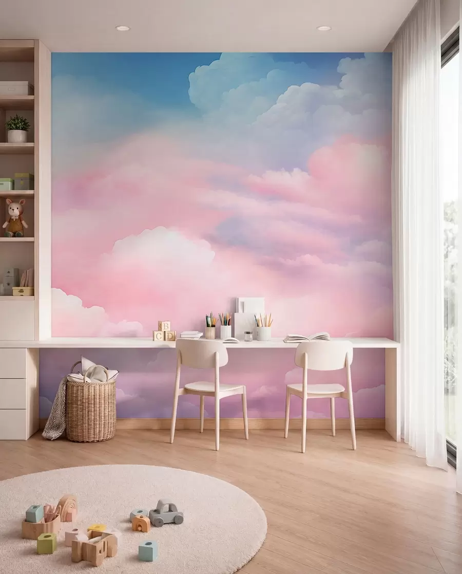 wall murals Oblaci slatke ružičaste boje w04387
