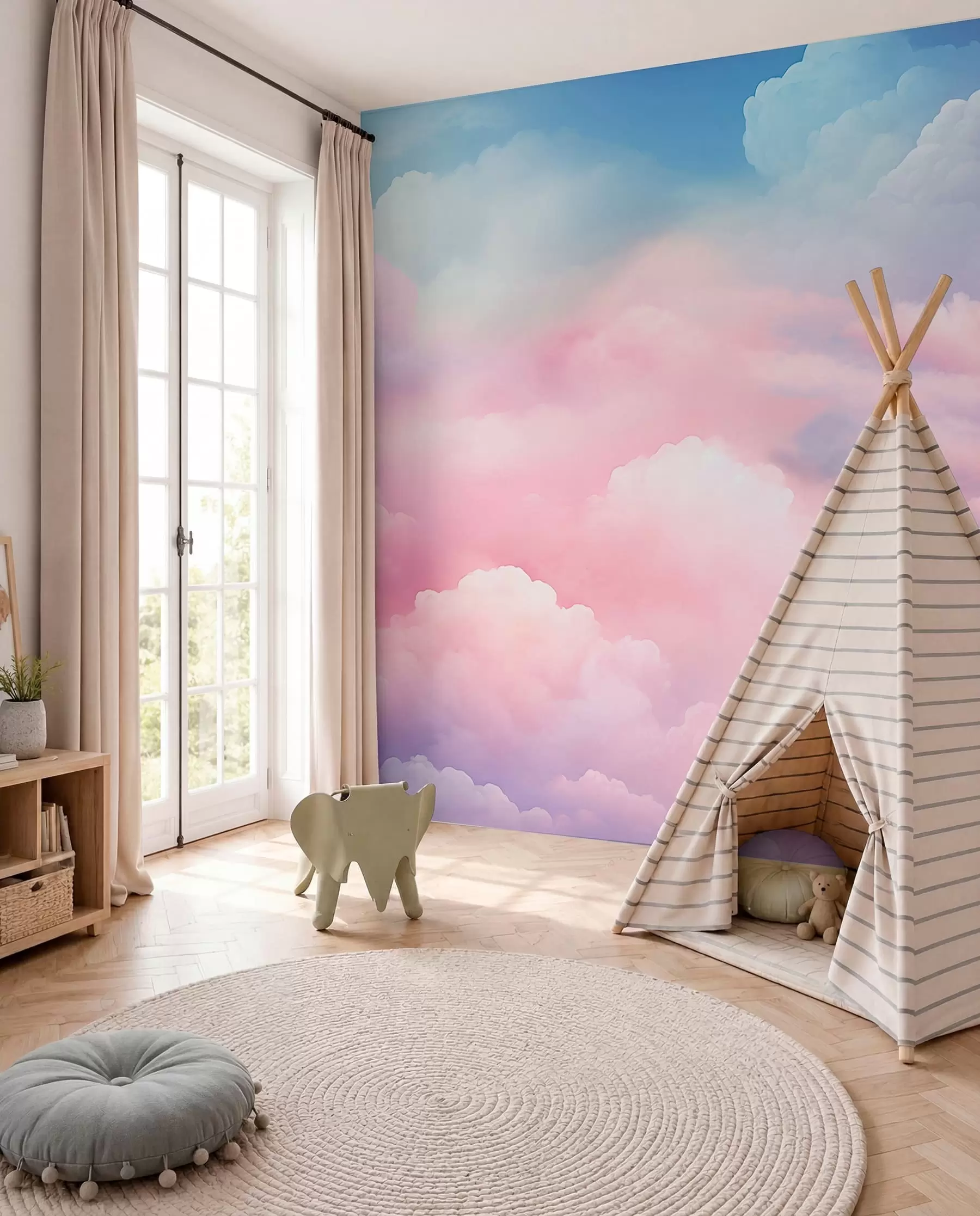 wall murals Oblaci slatke ružičaste boje w04387