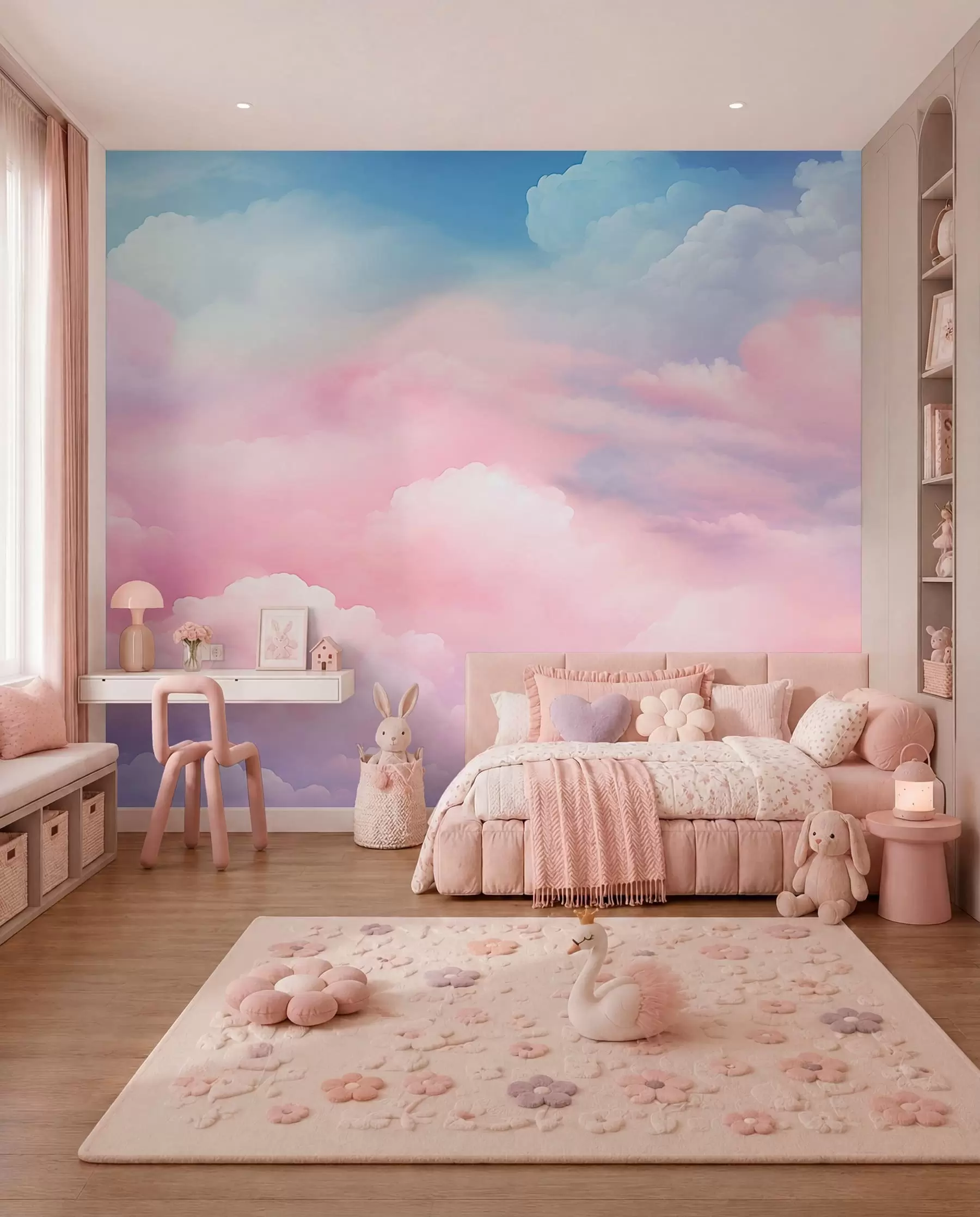 wall murals Oblaci slatke ružičaste boje w04387