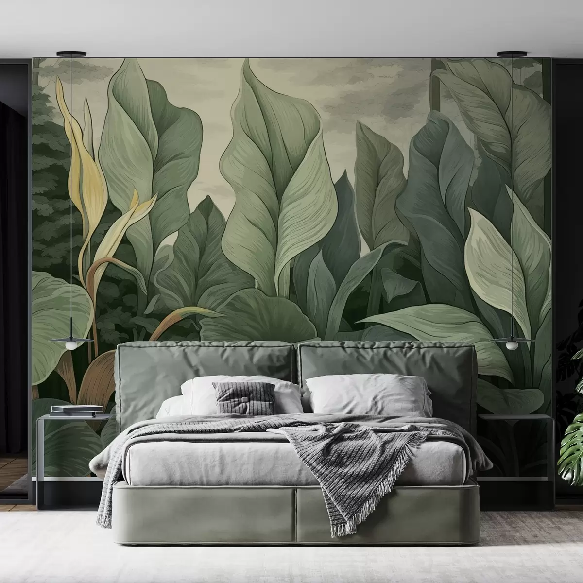 wall murals Илустрација тропских биљака у ботаничком стилу w04347