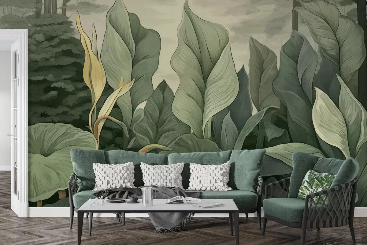 wall murals Илустрација тропских биљака у ботаничком стилу w04347