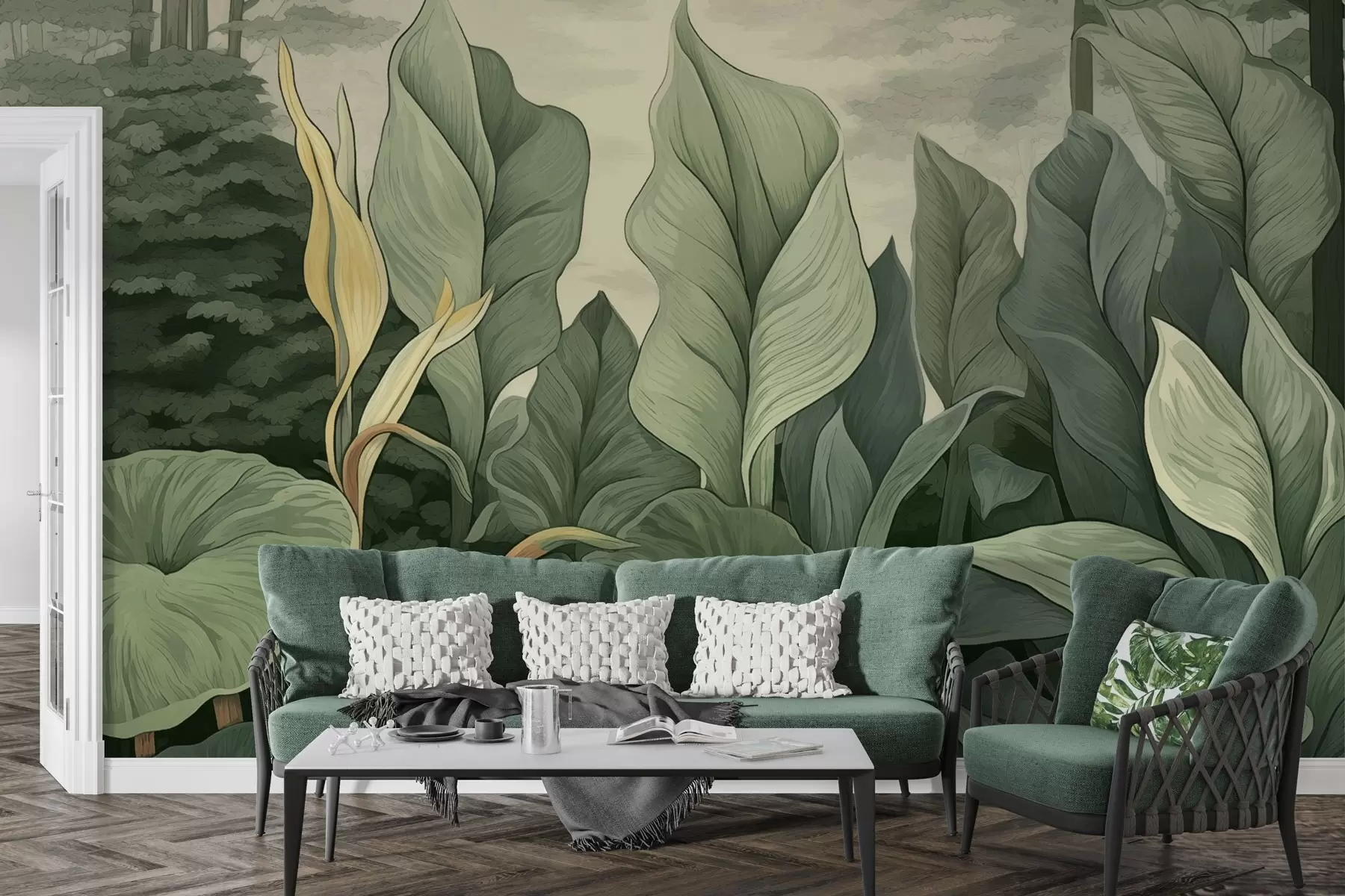 wall murals Илустрација тропских биљака у ботаничком стилу w04347