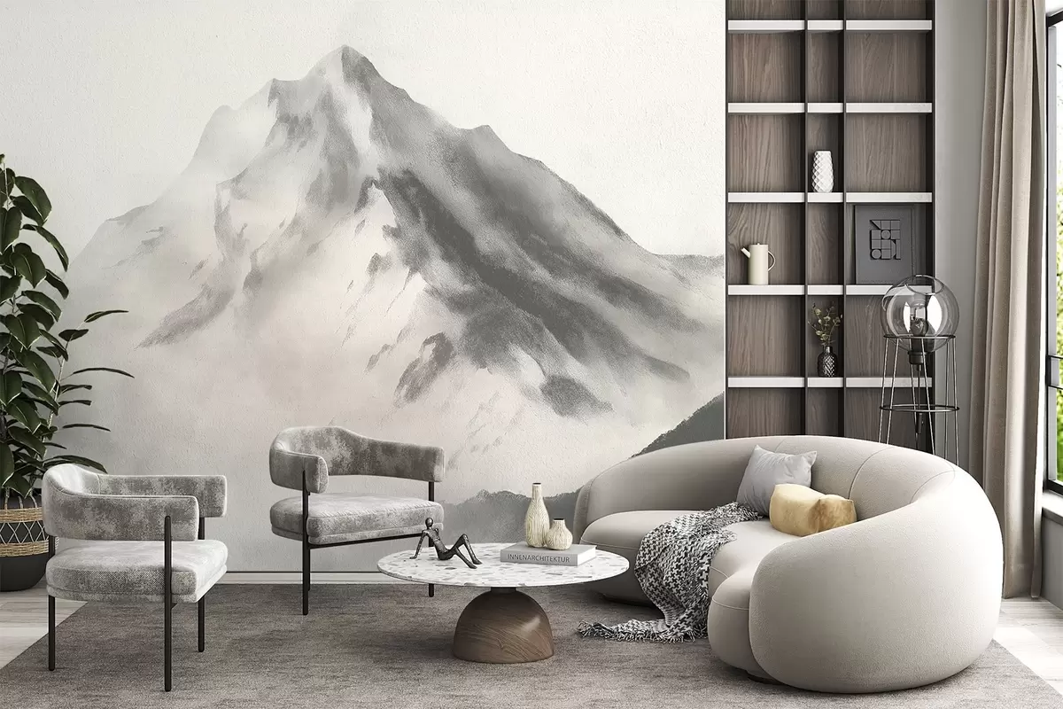 wall murals Минималистичке планине у магли са фином текстуром w04374