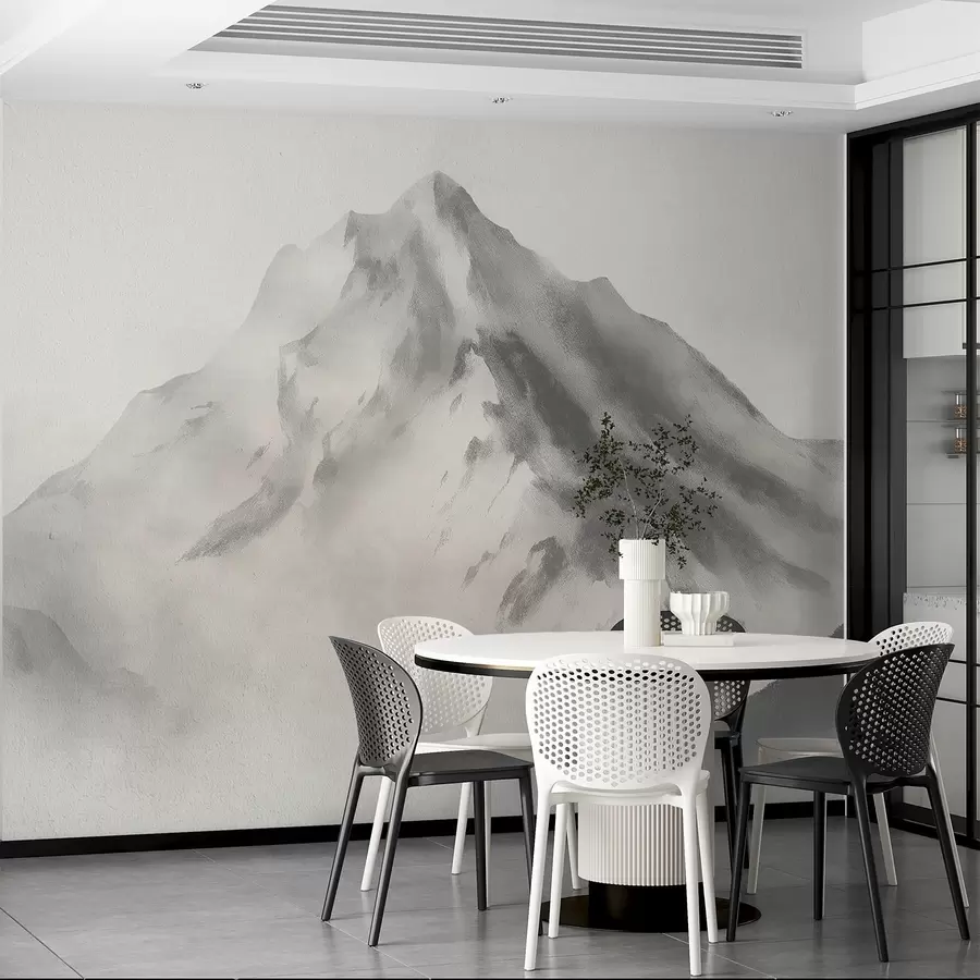 wall murals Минималистичке планине у магли са фином текстуром w04374