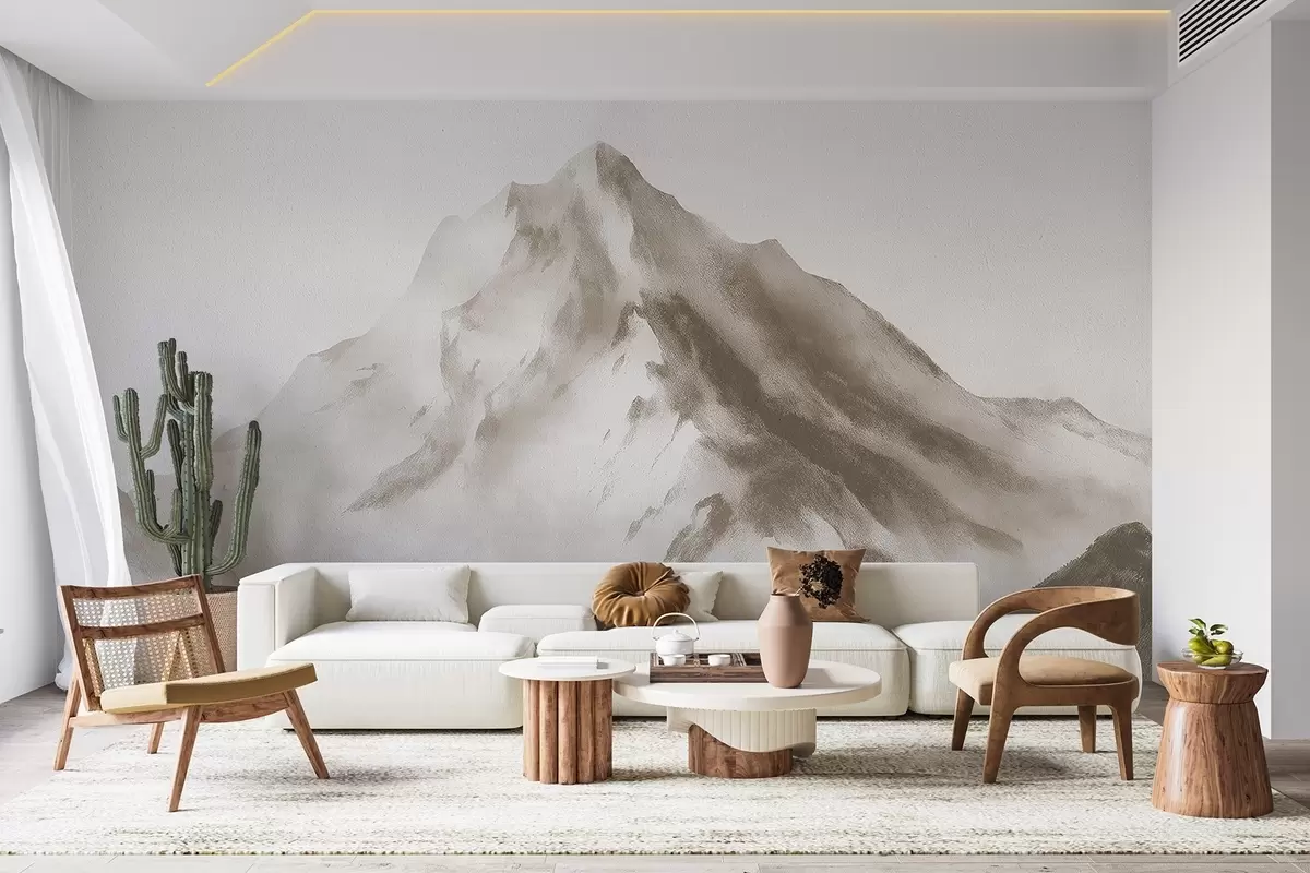 wall murals Минималистичке планине у магли са фином текстуром w04374v1