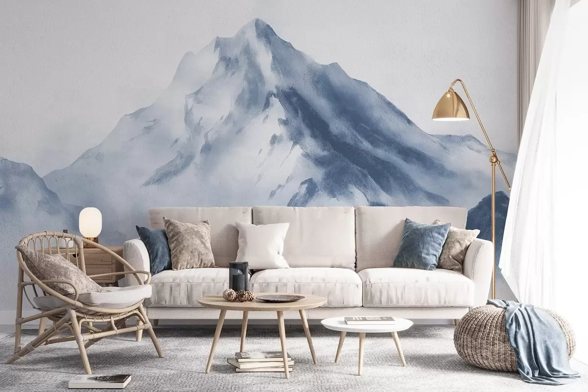 wall murals Минималистичке планине у магли са фином текстуром w04374v2
