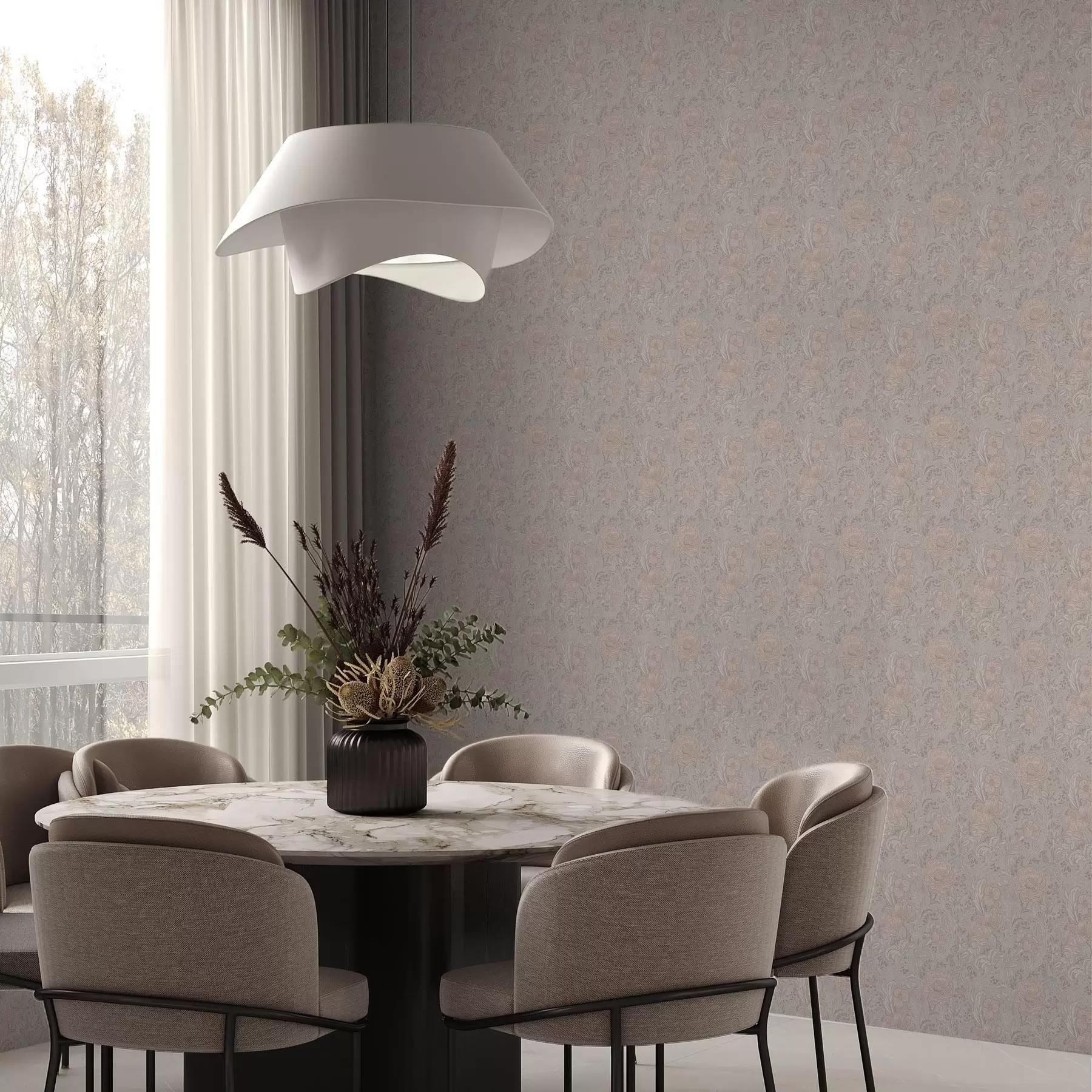wall murals Нежно пастелно цвеће у стилу арт нувоа a00394