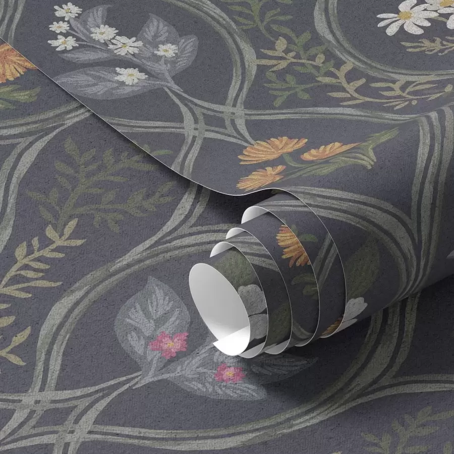 wall murals Тамни винтаге оквир са шареним баштенским цвећем a00454