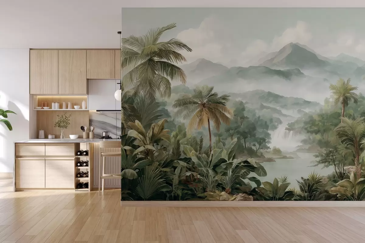 wall murals тропска џунгла са водопадом w04306