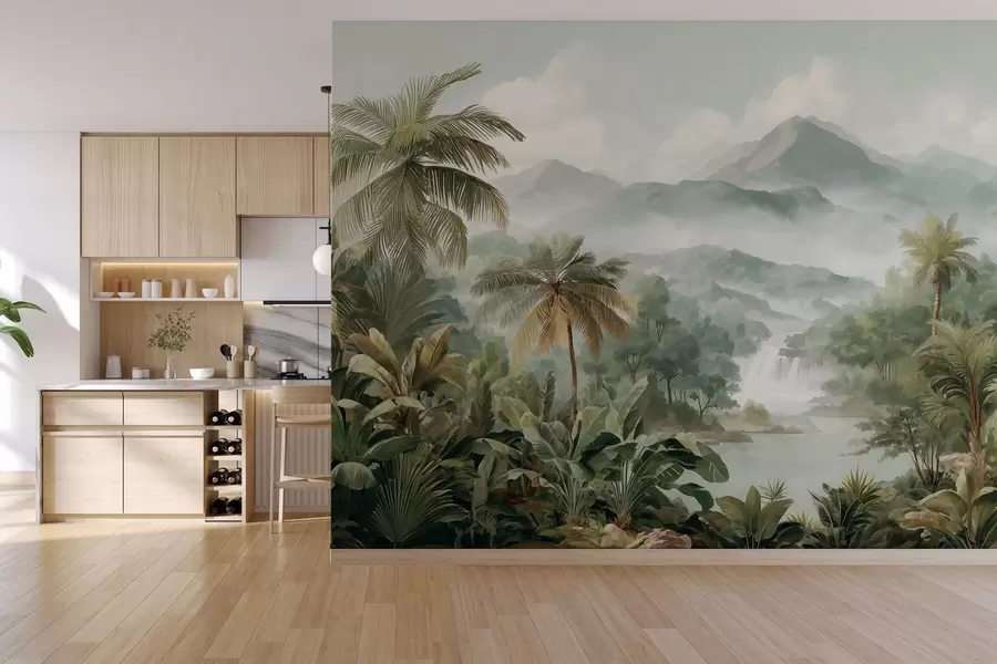 wall murals тропска џунгла са водопадом w04306