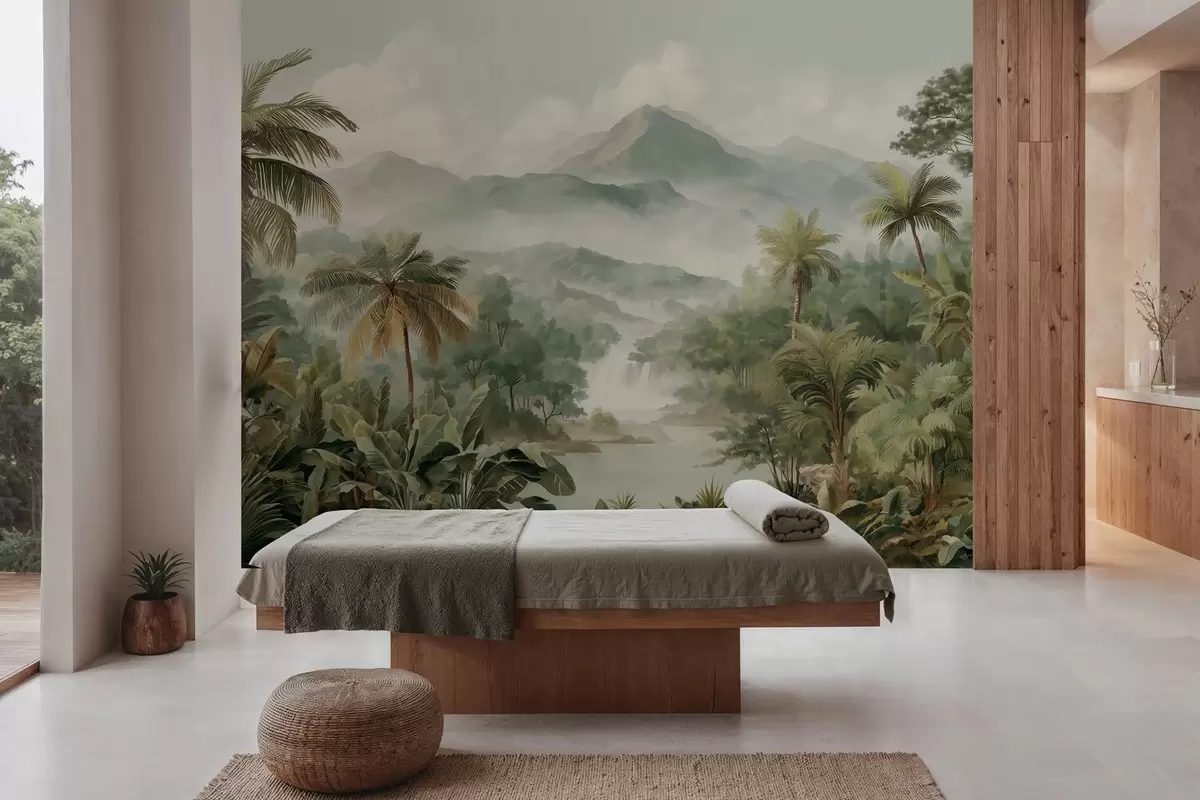 wall murals тропска џунгла са водопадом w04306