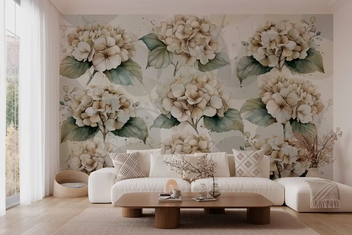 wall murals Велике хортензије у акварелном стилу w04312