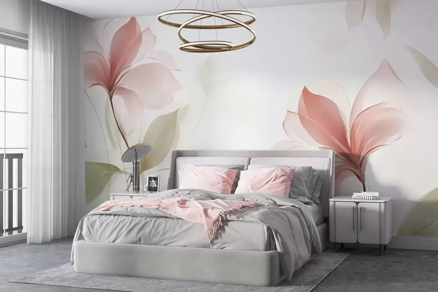 wall murals Прозирно цвеће у нежним ружичастим и пастелним нијансама w04397v2