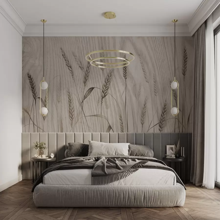 wall murals Класје пшенице на текстурираној позадини w04437