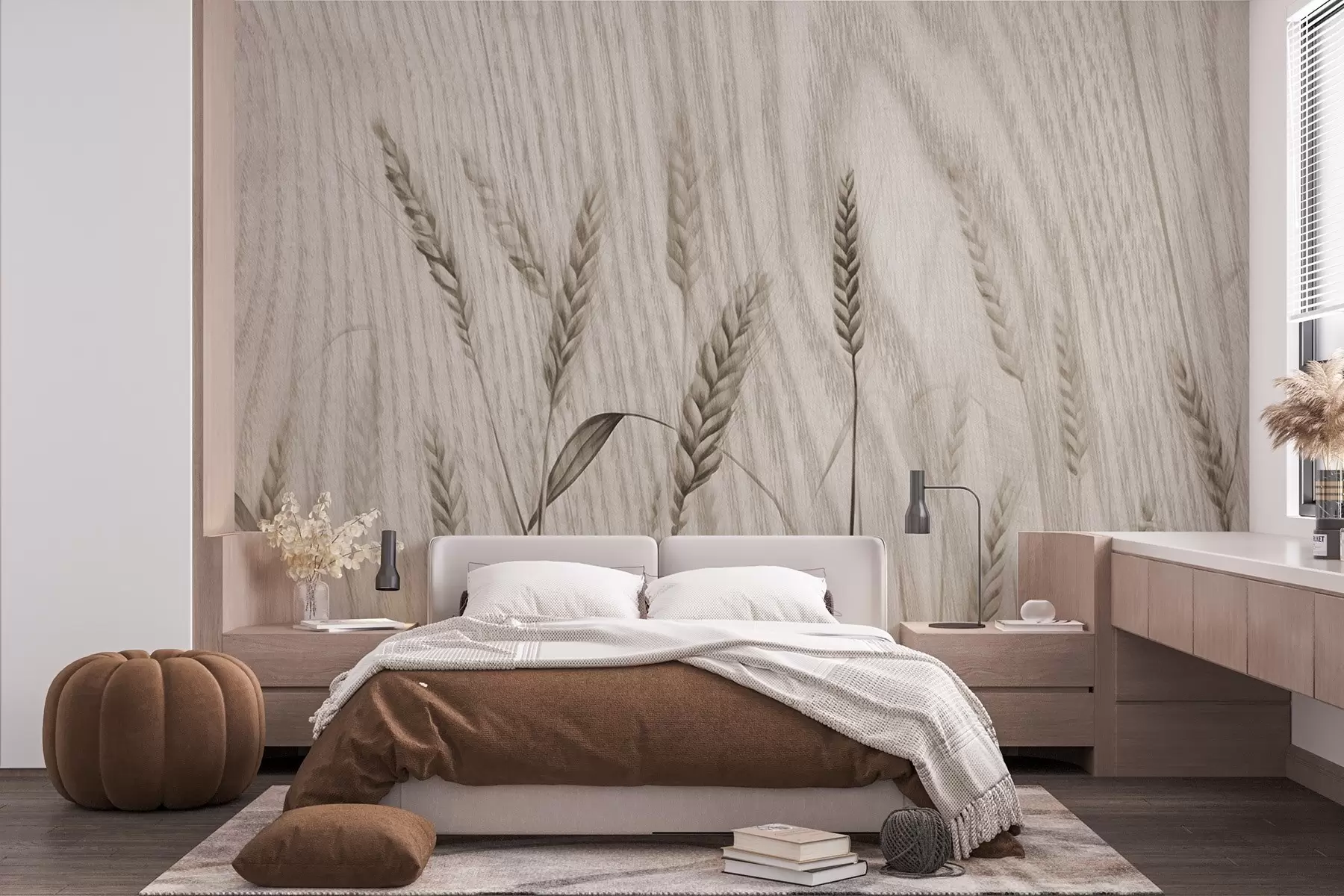 wall murals Класје пшенице на текстурираној позадини w04437