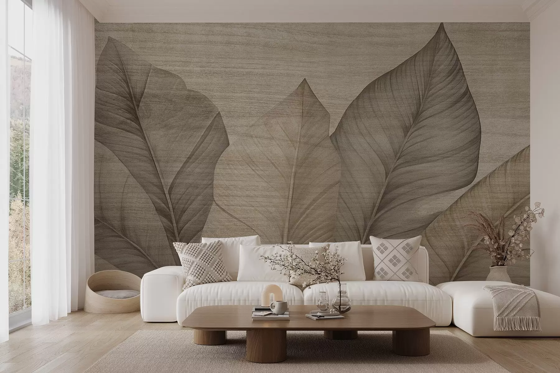 wall murals Оштро лишће са преклапајућом текстуром w04438