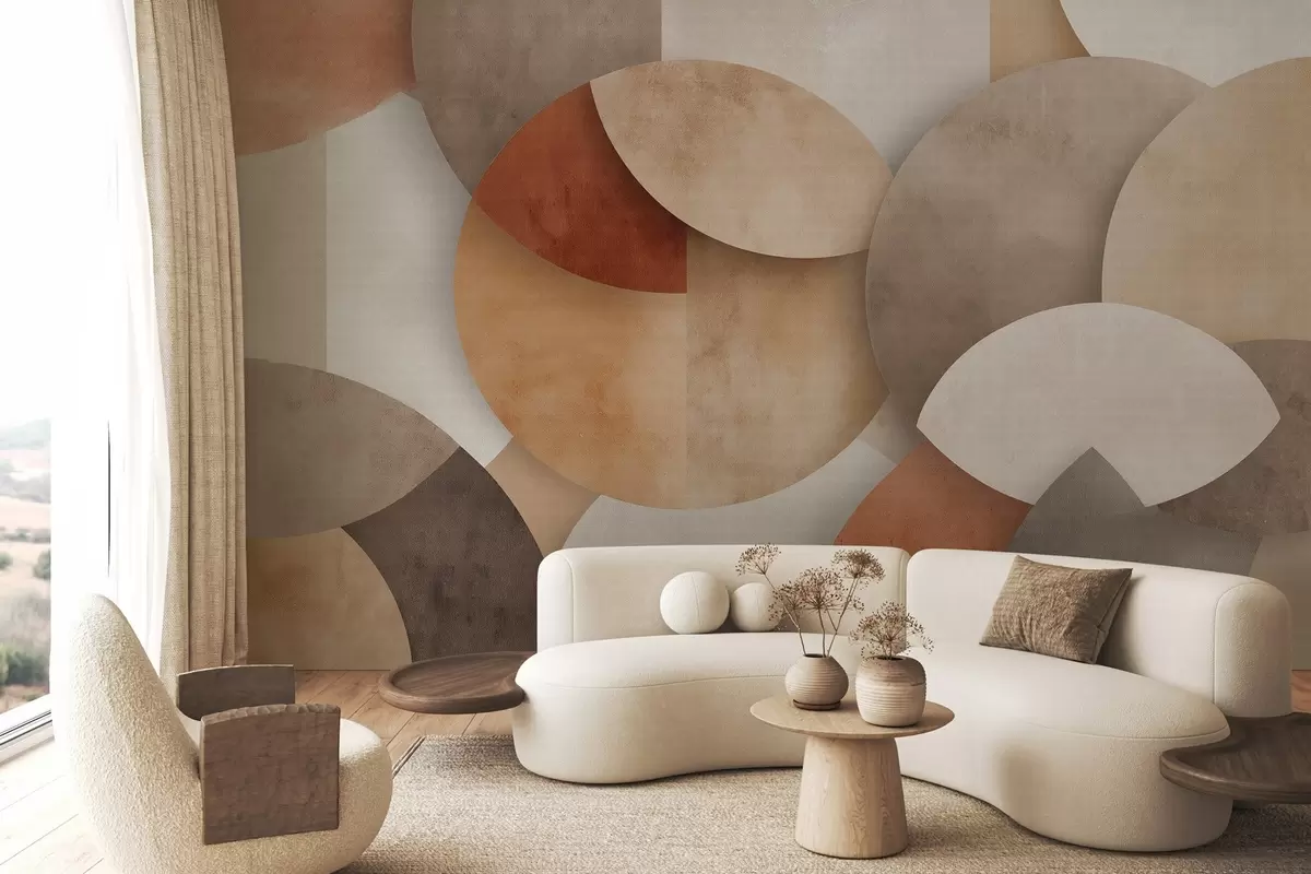 wall murals текстурирана апстрактна геометрија у топлим смеђим и окер тоновима w04310