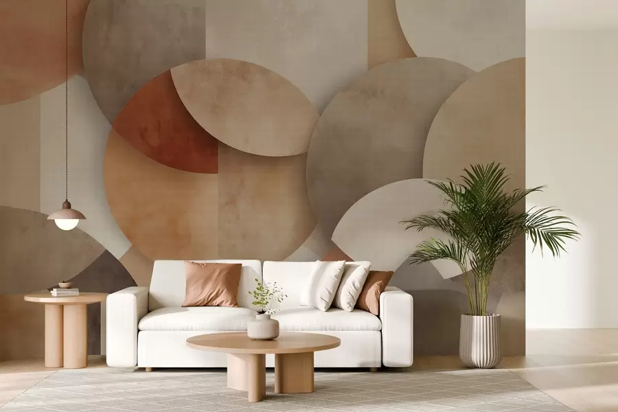 wall murals текстурирана апстрактна геометрија у топлим смеђим и окер тоновима w04310
