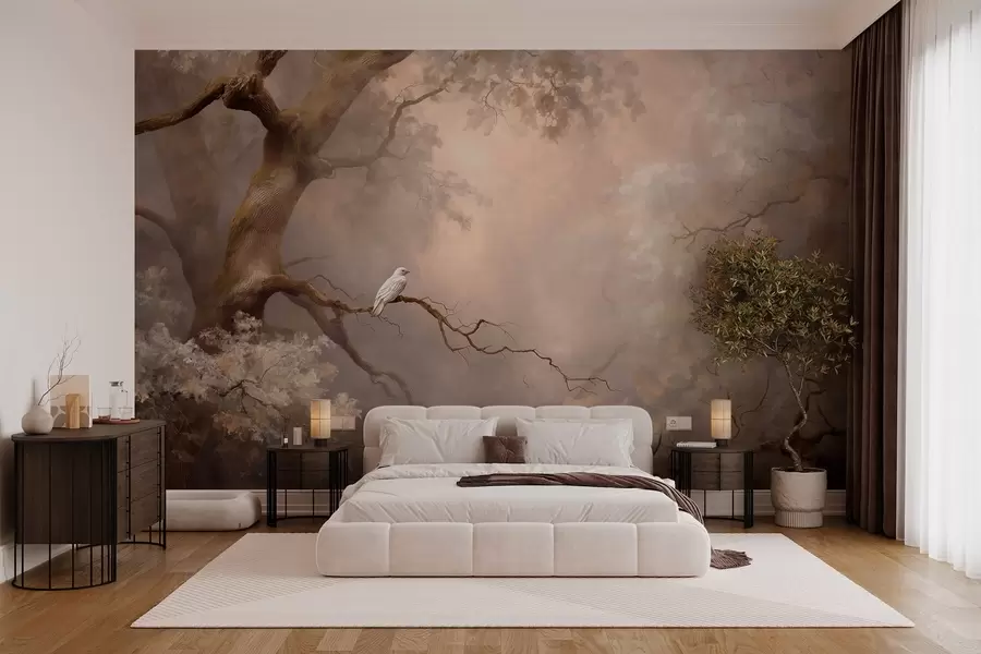 wall murals мистична шума са белом птицом w04314