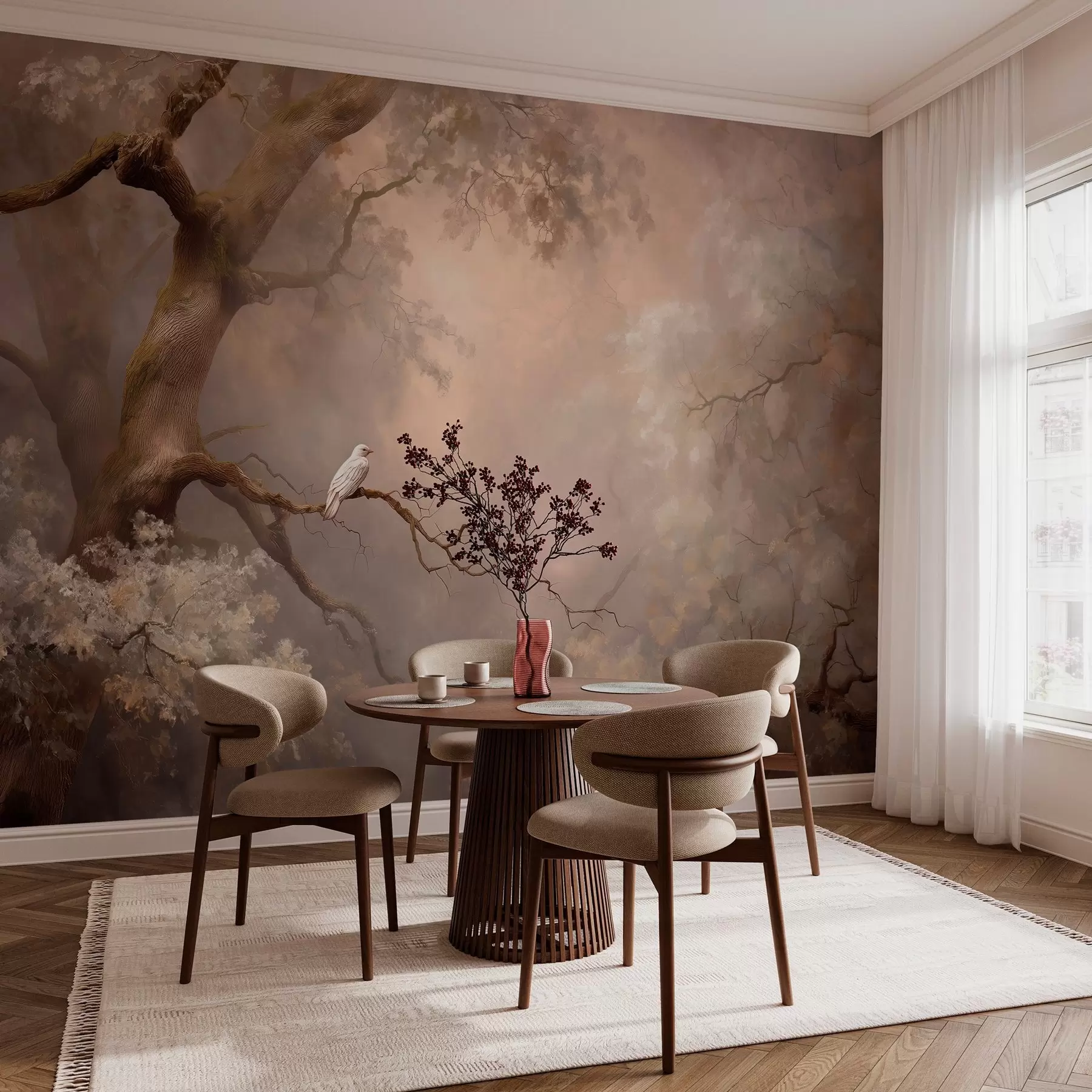wall murals мистична шума са белом птицом w04314