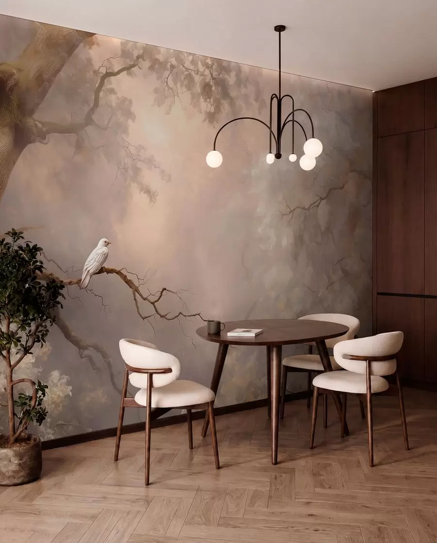 wall murals мистична шума са белом птицом w04314