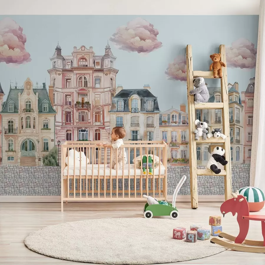 wall murals Шарене куће, облаци w04474