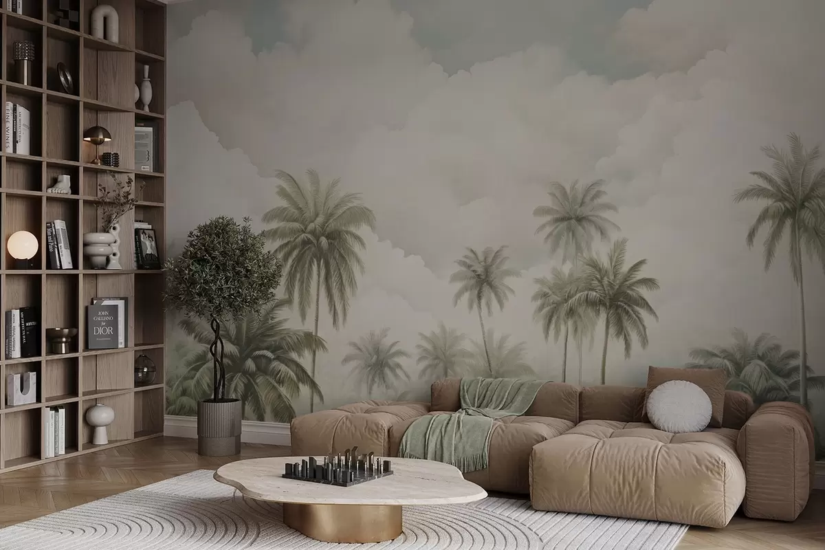wall murals Палме на позадини облака w04485