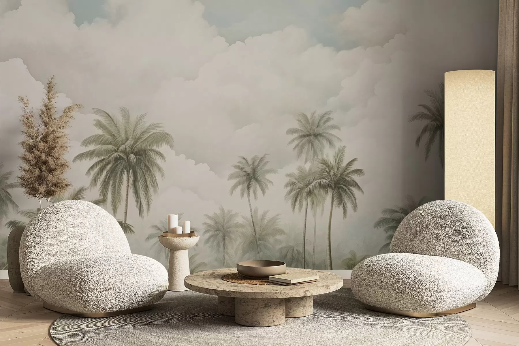 wall murals Палме на позадини облака w04485