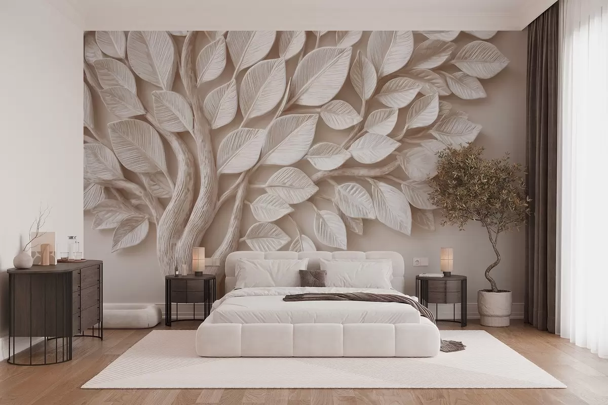 wall murals Рељефно дрво са лишћем w09359