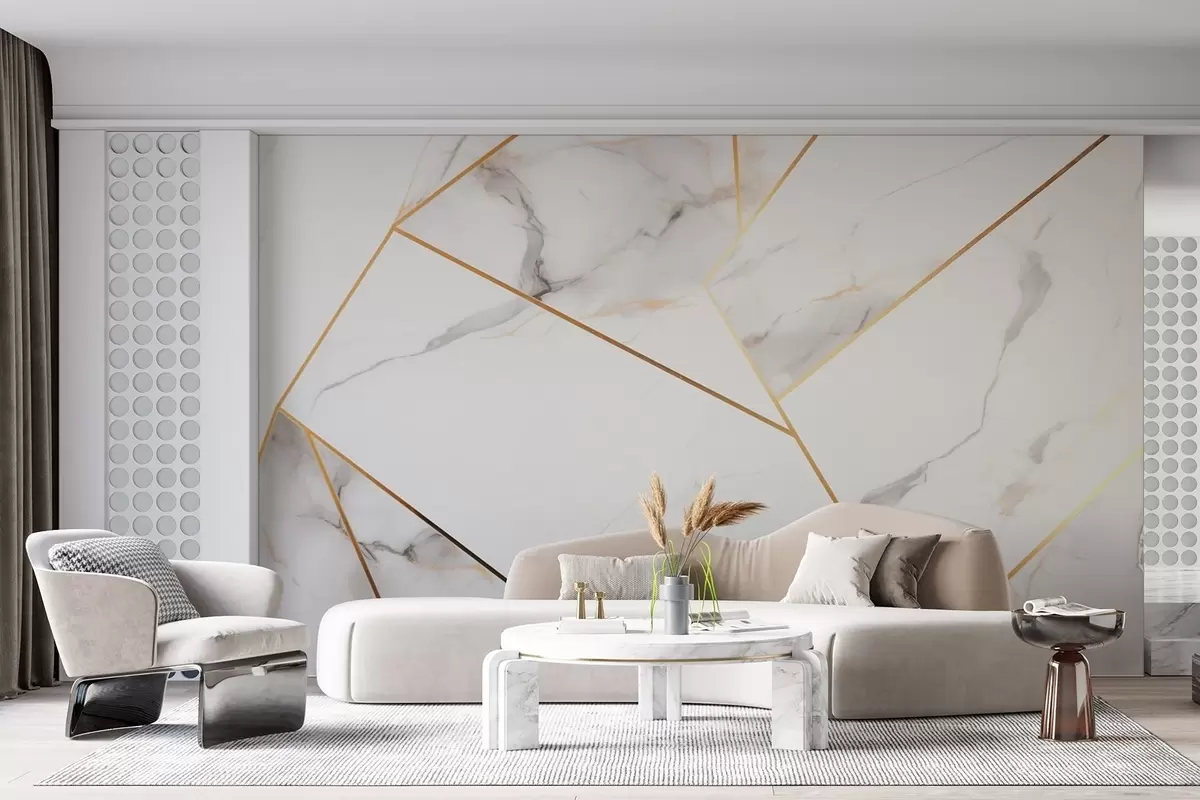 wall murals Мермерна површина са жутим геометријским узорком w09363