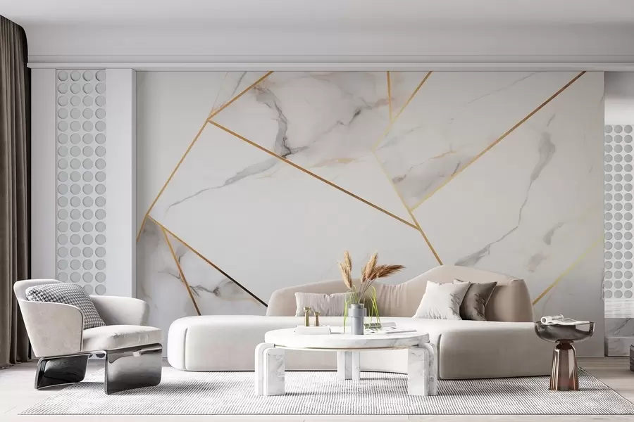 wall murals Мермерна површина са жутим геометријским узорком w09363