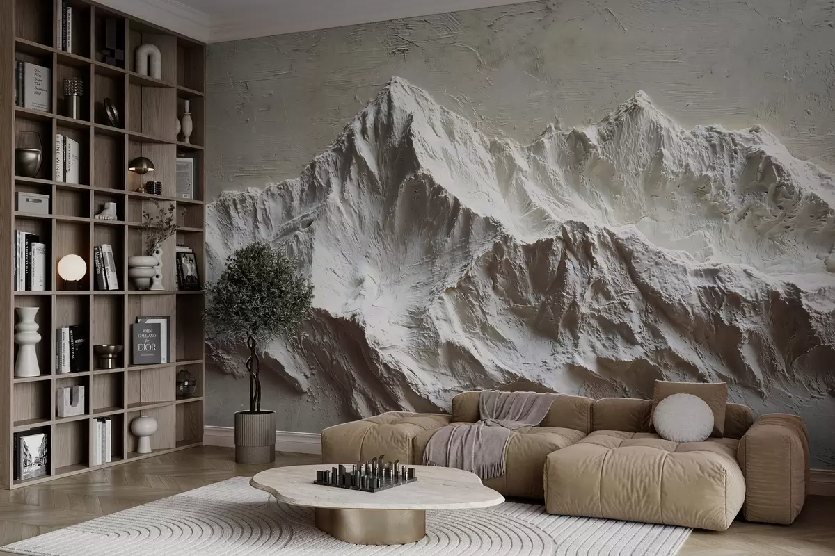 wall murals Рељефне планине у светлим тоновима са текстуром w04396