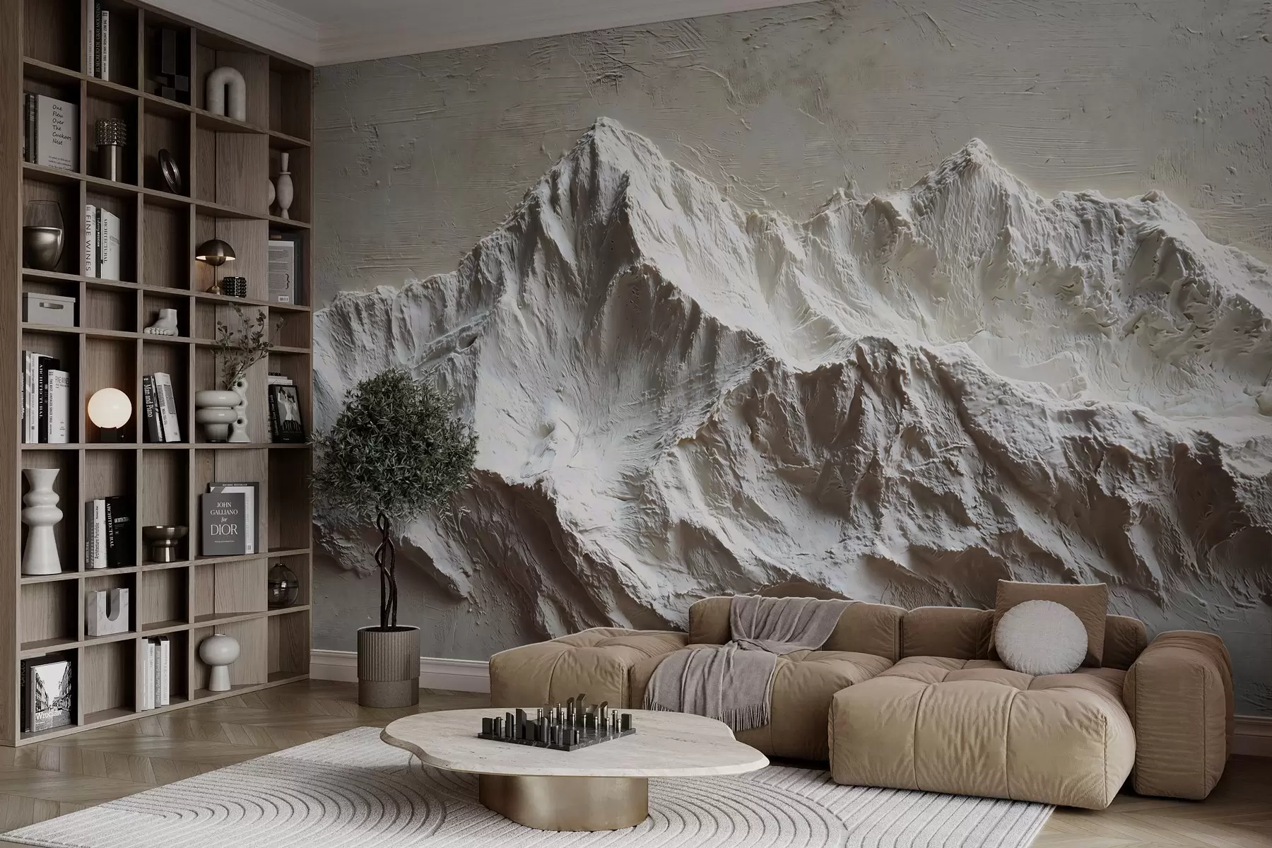 wall murals Рељефне планине у светлим тоновима са текстуром w04396