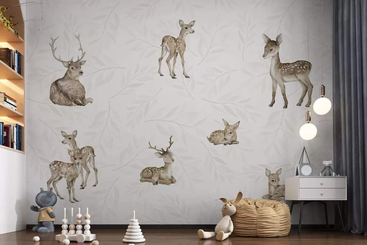 wall murals Слатки ланци на светлој позадини са гранчицама w04461