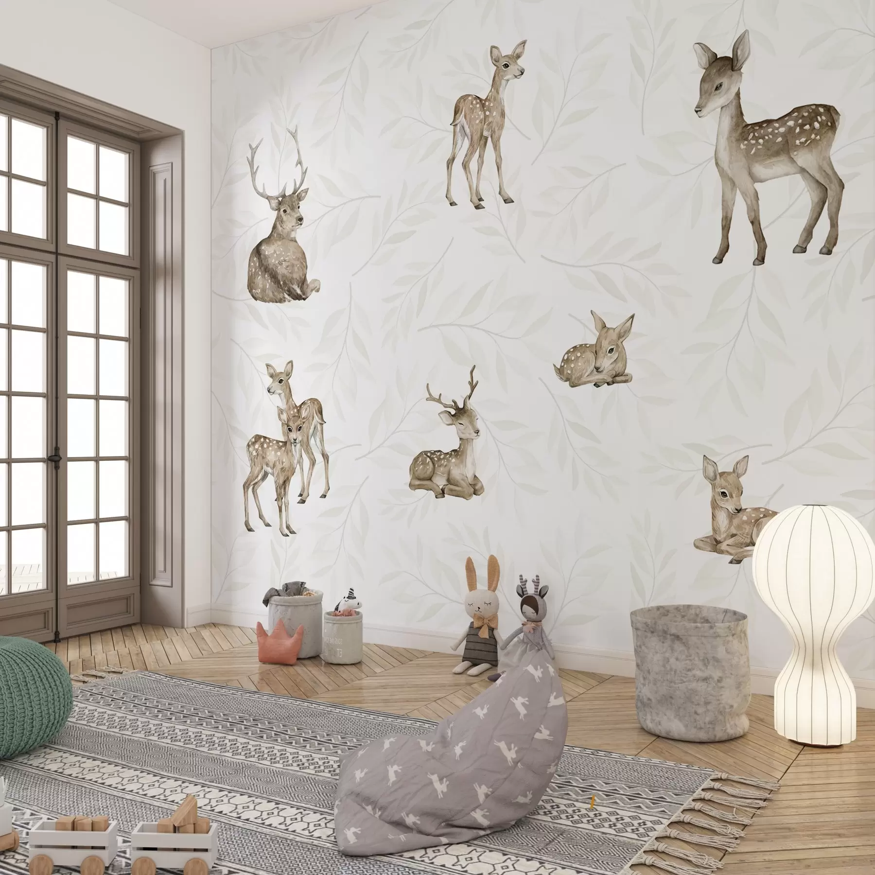 wall murals Слатки ланци на светлој позадини са гранчицама w04461