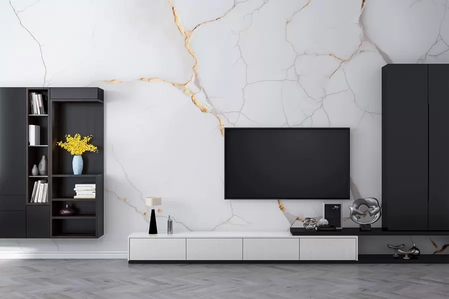 wall murals Имитација мермера са финим пукотинама и жутим жилама w09390