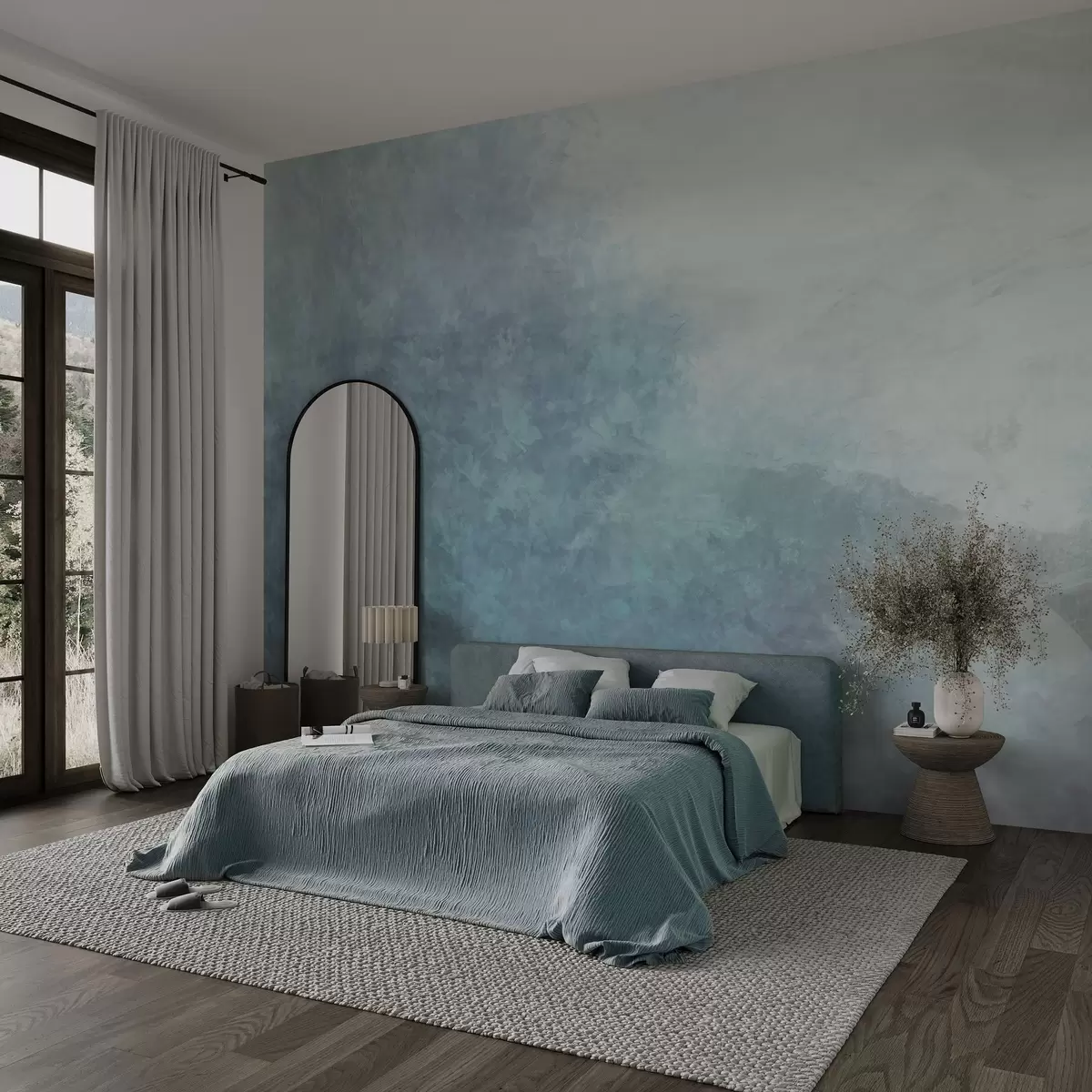 wall murals  Имитација лишћа на бетонском зиду w04468v1