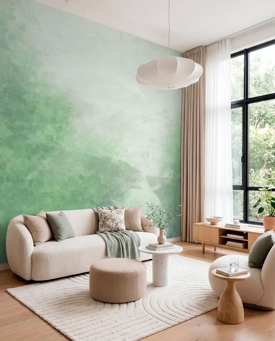 wall murals  Имитација лишћа на бетонском зиду w04468v2