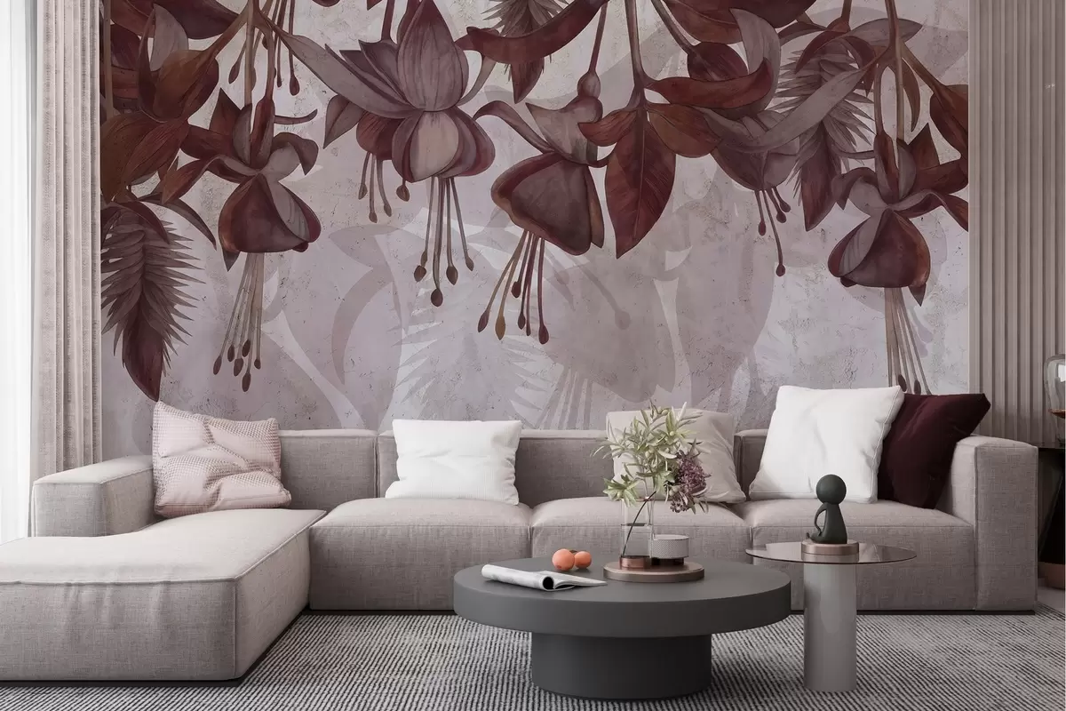 wall murals Висеће цвеће у гранџ стилу w04472