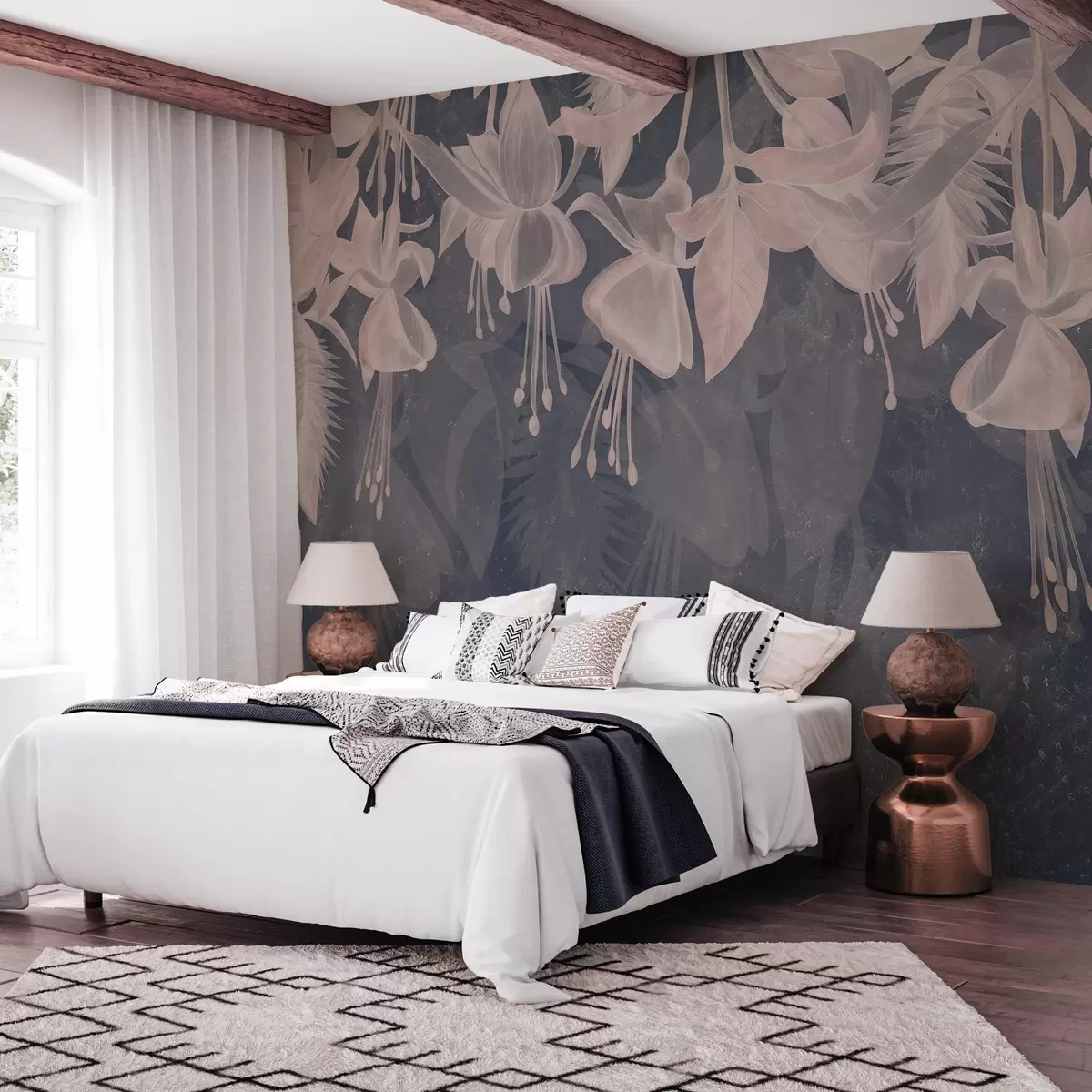 wall murals Висеће цвеће у гранџ стилу w04472v2