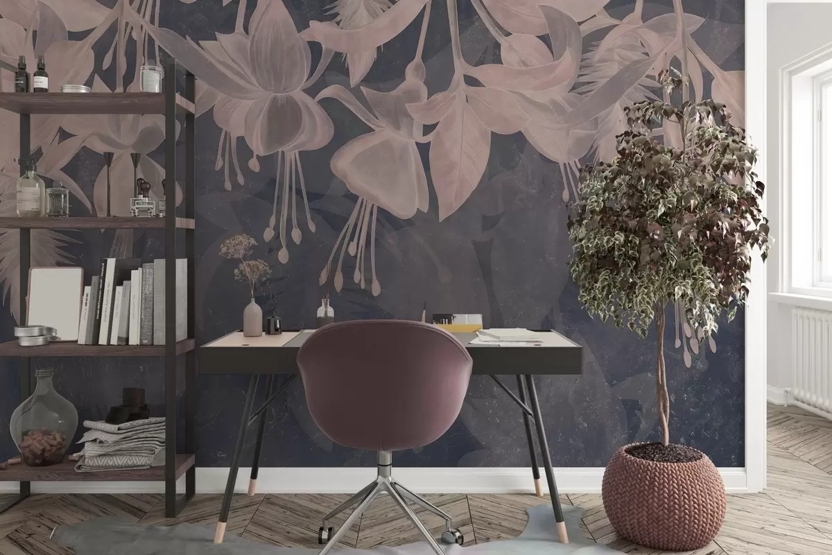 wall murals Висеће цвеће у гранџ стилу w04472v2