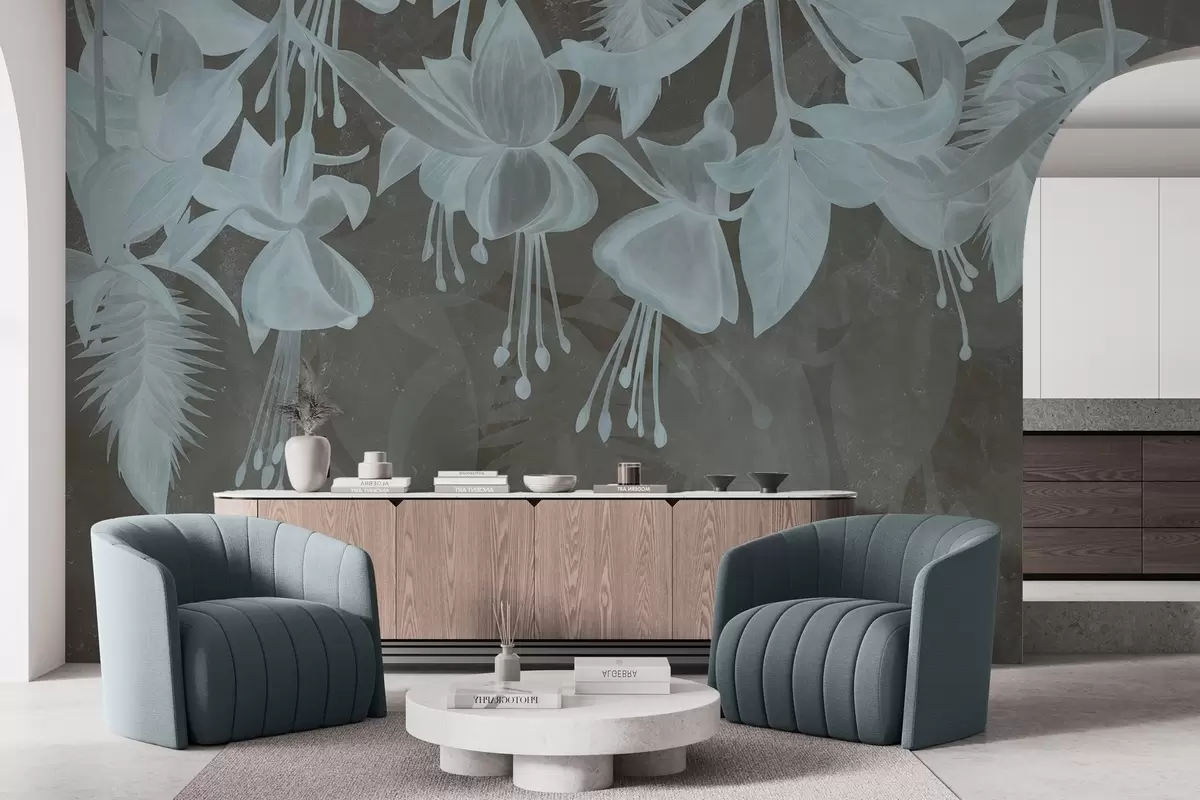 wall murals Висеће цвеће у гранџ стилу w04472v3