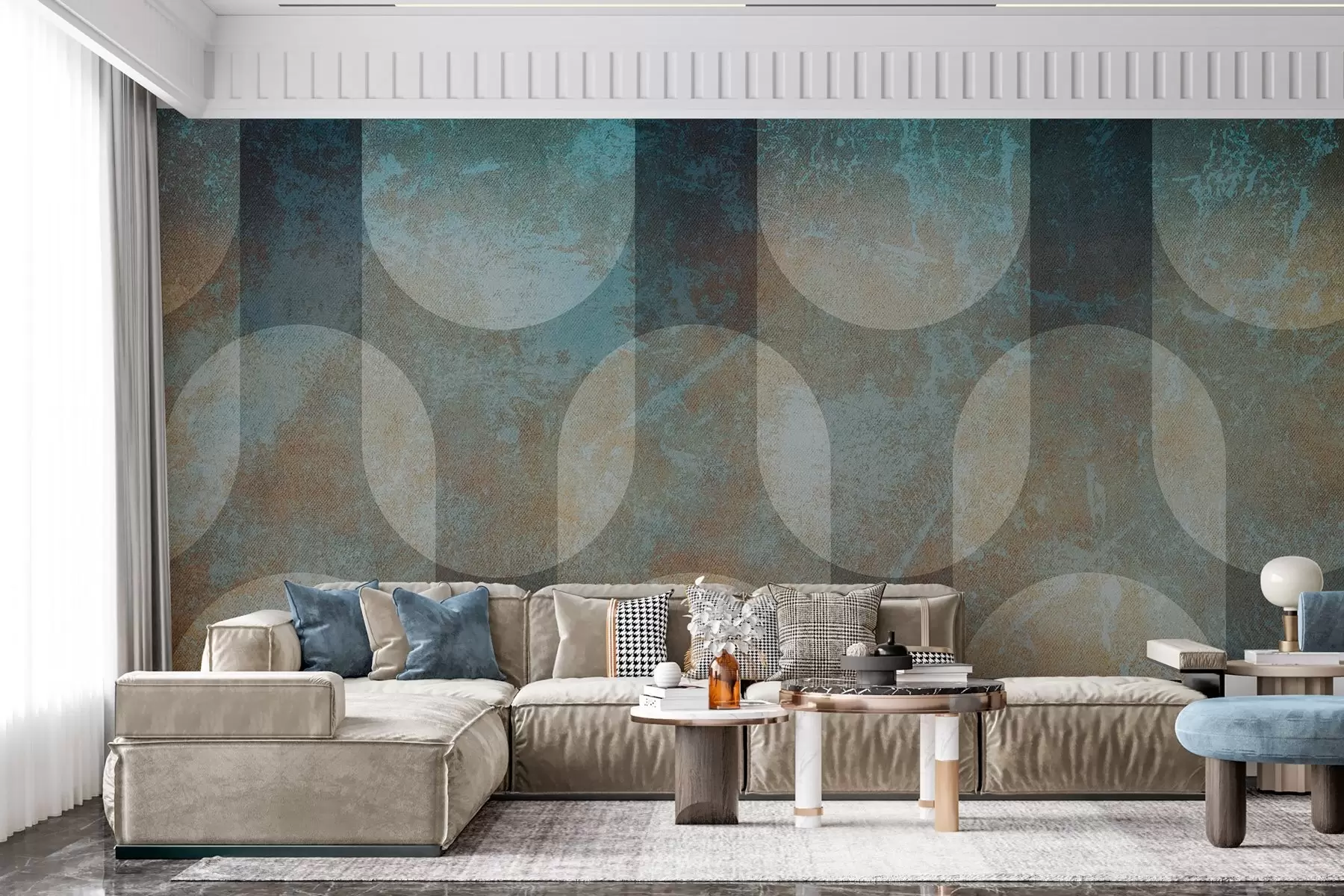 wall murals Апстрактна геометрија у ретро-модерном стилу w04495