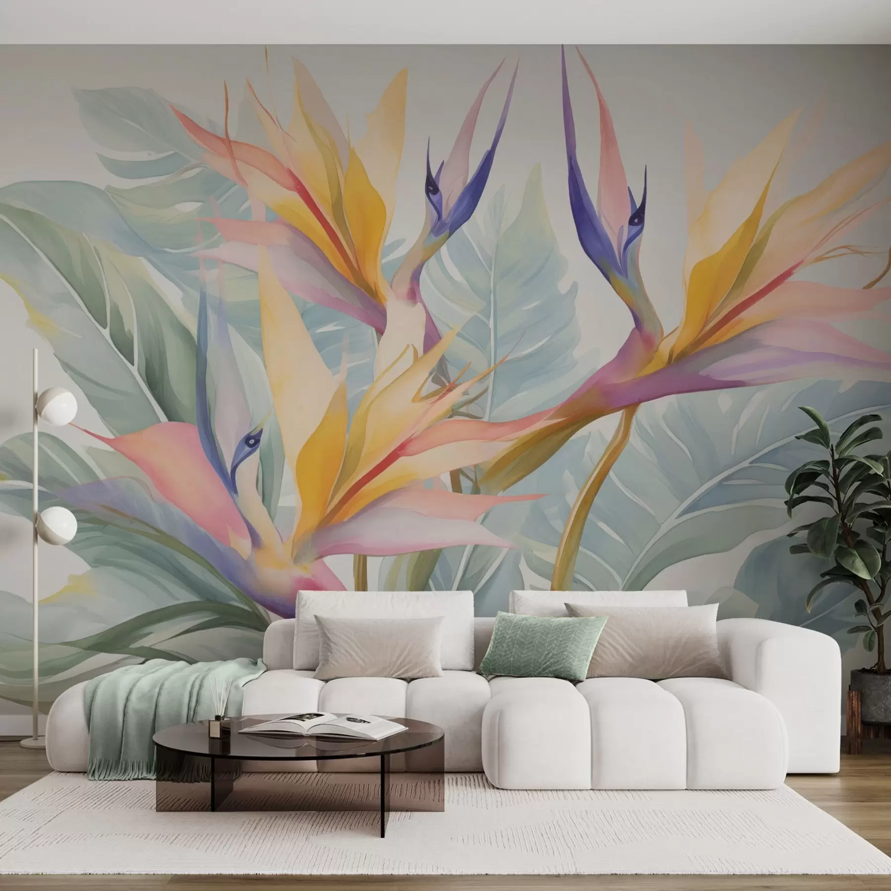 wall murals Цветови и листови стрелиције w04527