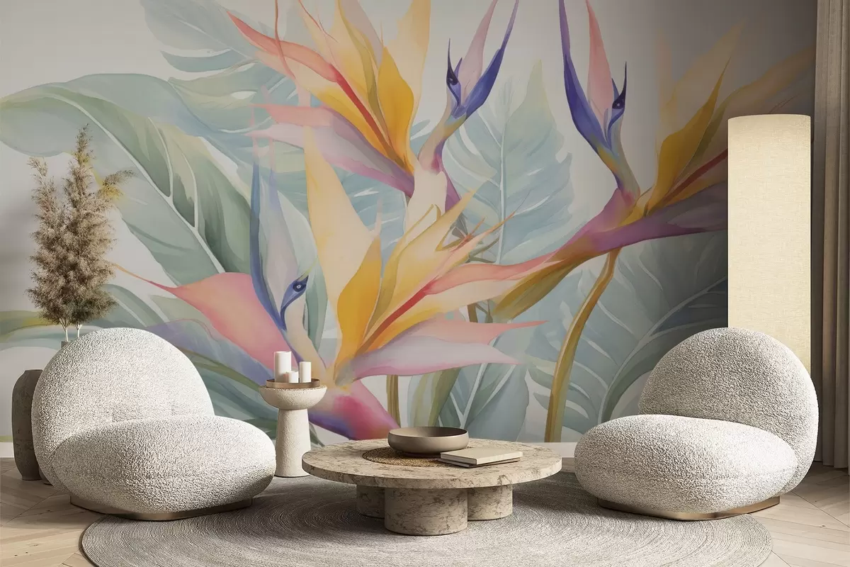 wall murals Цветови и листови стрелиције w04527