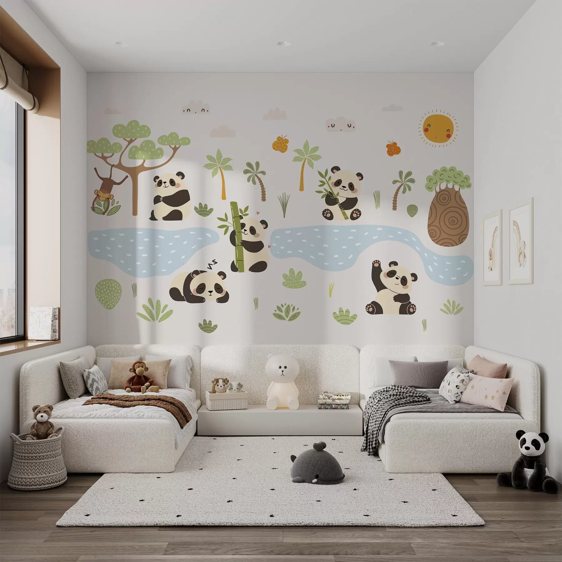 wall murals Веселе панде поред реке w04541