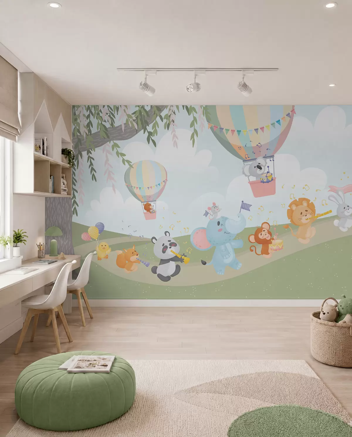 wall murals Пејзаж са животињама које свирају музичке инструменте w04200